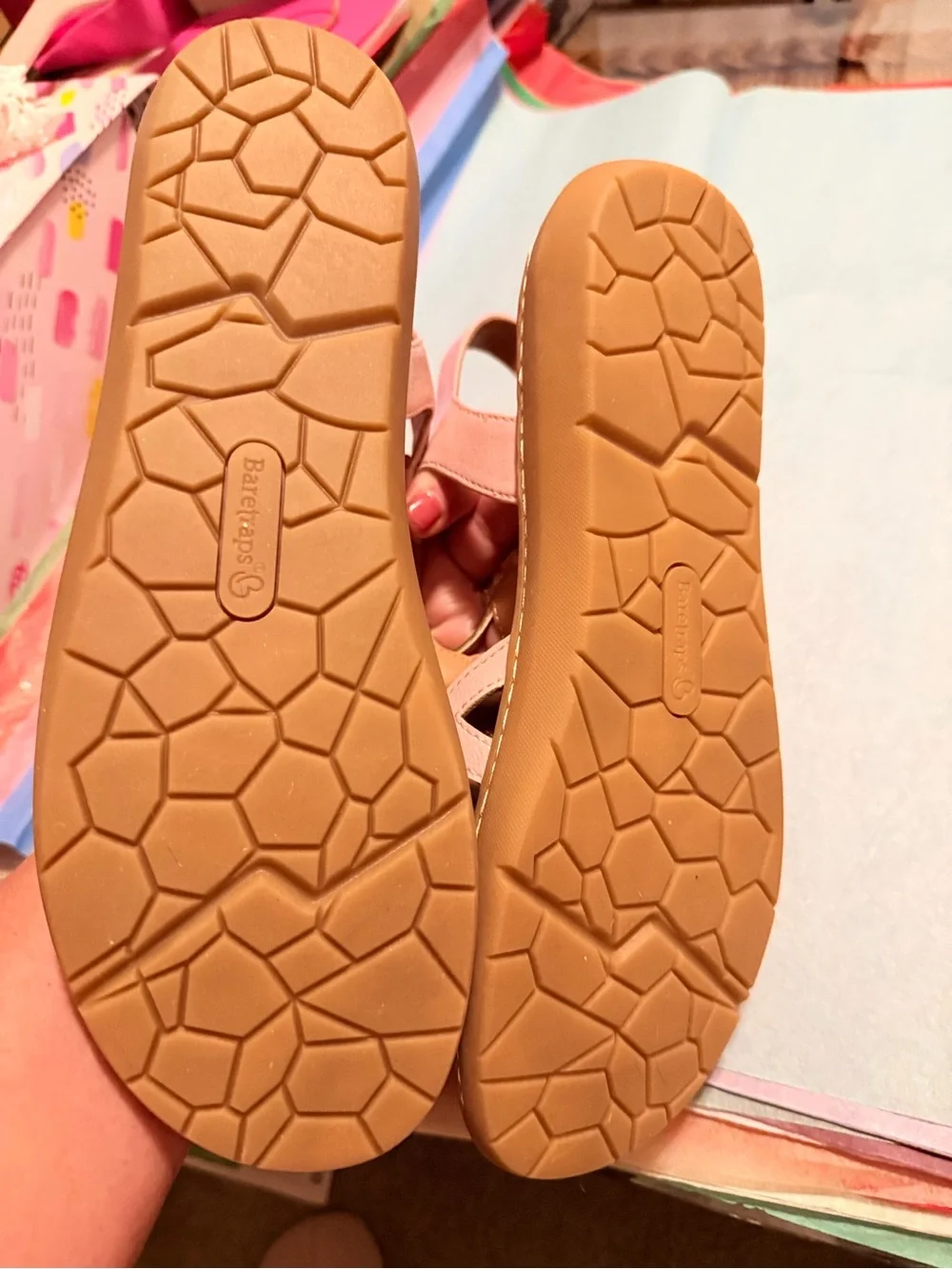 BareTraps Pink Decorative Cutout Slingback Sandals